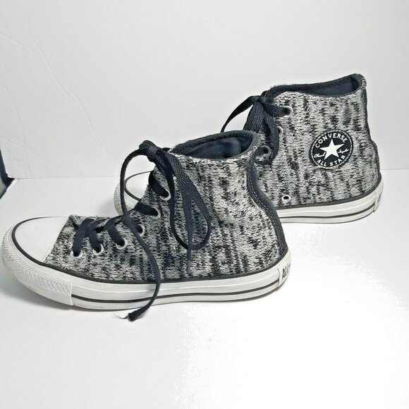 Converse High Hi Top Sneakers Shoes Gray Black Space Dye Knit Womens 6 Mens 4 - Picture 4 of 12